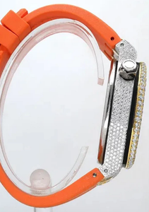 นาฬิกาแนวฮิปฮอปติดเพชรสำหรับแล็บนาฬิกาสายหนังเทียมทรงสี่เหลี่ยมผืนผ้าเคลื่อนที่ด้วยกลไกสายสแตนเลสหน้าปัดคริสตัลสำหรับหน้าต่าง - Product Image 3