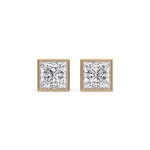 Pendientes de Aro de Diseño con Corte Princesa Brillante, Diamantes Finos de 0.40 Ct, Diamantes Cultivados en Laboratorio en Platino, para Novia o Boda - Product Image 3