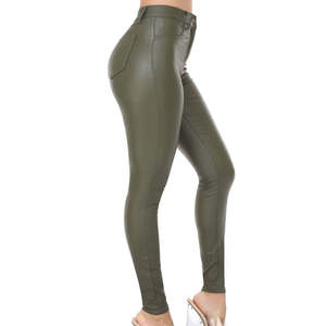 Pantalones de cuero de invierno para mujer-Flat Front Skinny Fit Edgy Style Comodidad duradera y siluetas favorecedoras - Product Image 5