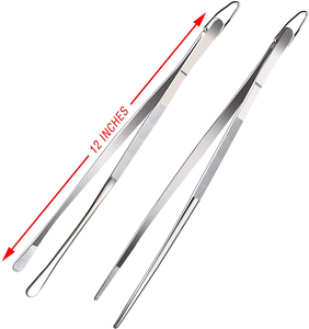 แหนบคีบอาหารแบบยาวทำจากสเตนเลสแหนบปลายแหลมสำหรับบาร์บีคิว - Product Image 2