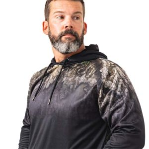Realtree Hommes Strike Performance Sweat à capuche en polaire noire Robuste Full Zip APX Camo Design Capuche réglable et polaire chaude isolante - Product Image 3