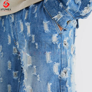 ชุดสูทผ้ายีนส์สำหรับผู้ชายชุดเสื้อแจ็กเก็ตและกางเกงยีนส์สำหรับออกกำลังกายสองชิ้นแฟชั่นงานตามสั่ง - Product Image 6