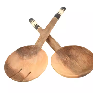 Cuchara de madera con mango grabado, mezcla de ensaladas, PARA CENA tenedor y cuchara, cucharas para servir de madera de acacia con forma de mano, productos de gran oferta - Product Image 2