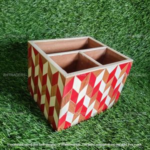 Porte-ustensiles élégant en résine et incrustation de bois nacre Organisateur fait main de qualité supérieure pour table à manger et rangement de cuisine - Product Image 5