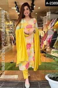 Vestido de mujer con bordado pesado Georgette Anarkali para boda y Festival, vestido de lujo Kurtis de seda Mashin pesada - Product Image 3