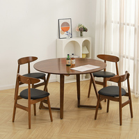 Ensemble de table à manger ronde en bois massif 2026, 6 chaises, design moderne, durable, extensible, meubles de salle à manger pour la maison