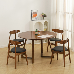 طاولة طعام دائرية من الخشب الصلب لعام 2026 مع 6 كراسي طعام، تصميم عصري متين قابل للتمديد، أثاث لغرفة الطعام المنزلية - Product Image 3