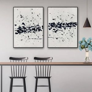 Moderno astratto incorniciato parete Art Set di 2 bianco e nero migliorare il vostro arredamento con elegante e elegante capolavoro - Product Image 4