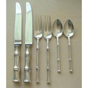 Couverts à poignées en métal et bambou lot de couverts finis argentés vente en gros de qualité exceptionnelle pour la vaisselle du dîner - Product Image 1