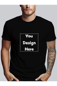 Camiseta unisex de cuello redondo de alta calidad con logotipo personalizado impreso de talla grande 50% Algodón poliéster tejido de punto negro para hombres y mujeres - Product Image 2