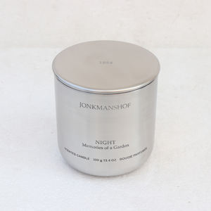 Contenedor de velas de acero inoxidable con logotipo personalizado, velas perfumadas con acabado mate plateado, tarros de velas de cera de soja para decoración del hogar - Product Image 3