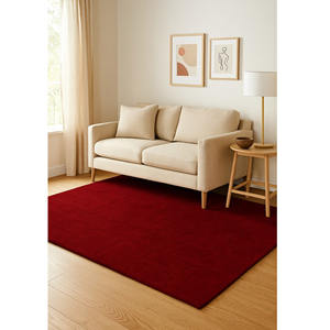 Modern Handmade Maroon Wool <b>Rug</b> Solid Textured Carpet for Elegant Home Decor Christmas Gift Wholesale Price - Product Image 1