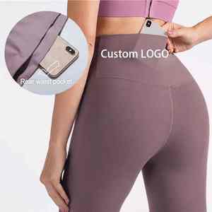 Leggings de Fitness taille haute pour femmes respirant push-up couleur unie pantalons longs poche pratique à la mode vêtements d'entraînement décontractés - Product Image 1
