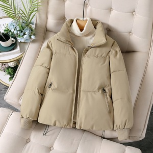 Chaqueta Corta Acolchada de Invierno para Mujer, Transpirable, de Punto, Rellena de Algodón, Holgada, con Cierre y Manga Larga - Product Image 3