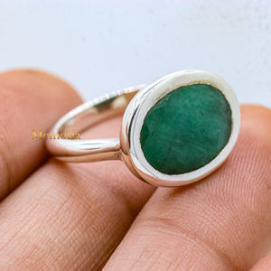 Anillos de fiesta de boda vintage al por mayor hechos a mano 925 plata esterlina sólida con piedra preciosa Esmeralda ovalada Natural Certificada IGI - Product Image 4