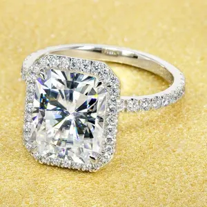 Factory Direct Supply Hot Sale 925 Sterling Silver Platinum Plated Ring Women Luxury 3 Carat Moissanite Ring For Women