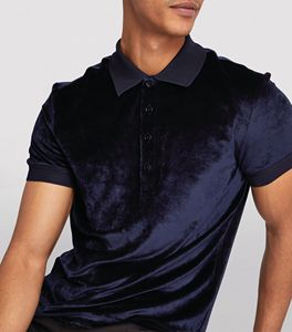 OEM Custom Logo Mens High Quality <b>Velvet</b> Polo <b>Shirts</b> Summer Short Sleeve Mens T <b>Shirt</b> - Product Image 4