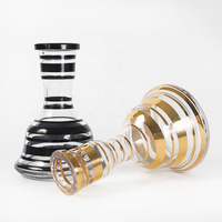 Alat Pengganti Alas Hookah Keramik, Vas Tebal untuk Shisha, Aksesoris Hookah, Desain Bergaris Transparan, Gaya Klasik Hitam