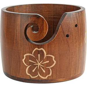 Vente en gros de bol en fil de bois bol à tricoter Crochet porte-boule de laine bol de rangement fait main bricolage tricot accessoires de crochet - Product Image 1