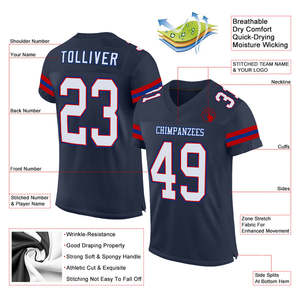 Camiseta de fútbol americano personalizable para jóvenes, uniforme de juego y práctica de Club Escolar transpirable de estilo profesional, ajuste juvenil - Product Image 2