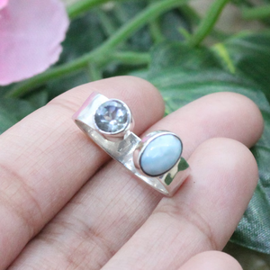 Anillo de Topacio Azul Larimar natural Anillos de moda de diseñador de plata esterlina 925 para mujer a precio mayorista - Product Image 4