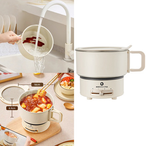 Pentola per Modulare da viaggio, piccola pentola elettrica pieghevole per una persona, pentola elettrica portatile, mini acciaio inossidabile piccola - Product Image 1