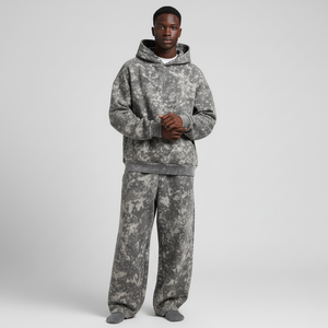 Survêtements pour hommes de qualité supérieure, vente chaude, coupe régulière, imprimé, lavage à l'acide, sweat-shirt et pantalon pour l'hiver, 100% coton, polaire respirant - Product Image 1