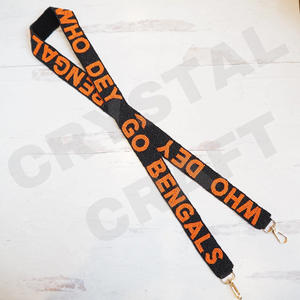 Who Dey Go Bengals, bolso de cuentas de semillas de oro blanco personalizado, correas 'Hook Em Horns', accesorio de moda, correa de monedero con cuentas - Product Image 1