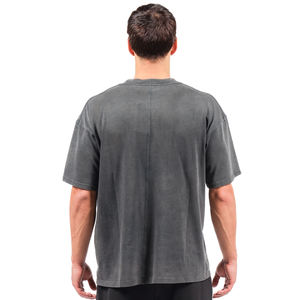 Camiseta personalizada de algodón 100% de peso pesado para hombre, camisetas cuadradas con lavado ácido Vintage rasgadas desgastadas en estilo Hip Hop de gran tamaño - Product Image 4