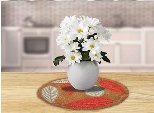 Napperon perlé fait à la main avec conception de feuille blanche orange de luxe pour la décoration de table de restaurant d'hôtel article de cadeau royal d'utilisation - Product Image 4