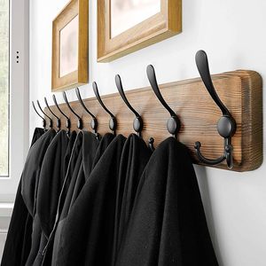 Rustic Large <b>Wall</b>-Mounted Coat <b>Rack</b> With Long Wood <b>Hooks</b> Farmhouse Style Hanging Coat for Clothing - Product Image 5