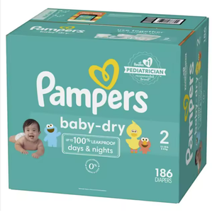 Pañales Secos para Bebé Pamper de Calidad, Talla 2, 186 Unidades, Material de Pulpa de Celulosa, Suaves, Transpirables, con Absorción y Protección Contra Fugas - Product Image 1