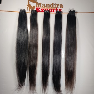 Wholesale 100% Unprocessed Natural Virgin Human Hair Extensions Black Color Kinky Long Straight Indian Hair in Water Wave Style - Product Image 4