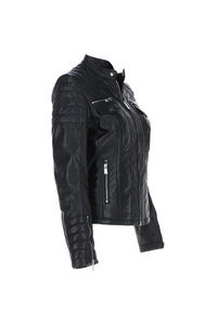 Chaqueta de cuero genuino de oveja/vaca de estilo Vintage para mujer con cierre de cremallera Logotipo personalizado Suministro de invierno ODM - Product Image 4
