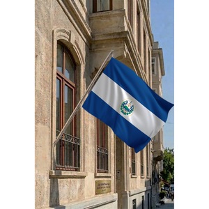 El Salvador Wall-Mounted Telescopic Flagpole <b>Set</b> with Digital Printed Polyester Banners - Product Image 2