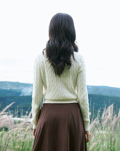 Cárdigan de Punto Trenzado de Manga Larga para Mujer, de Alta Calidad, Ajuste Regular, 100% Algodón, Antiarrugas, Cuello Redondo, Informal, para Invierno - Product Image 3