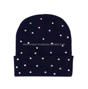 REHEX IMPEX 2026 Gorro de Punto Personalizado OEM con Pedrería, Diseño Unisex Moderno, Se Proporciona un Maqueta Gratuita - Product Image 4