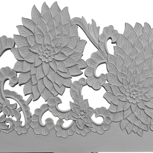 Tête de lit sculptée à la main en bois, décoration murale Mandala gris délavé, style bohème et côtier, pour la maison et les résidences de luxe - Product Image 5