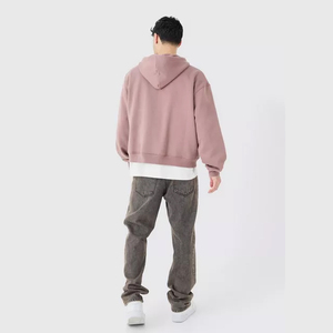 Vente en gros de nouveau sweat à capuche pour homme 100% coton 450 gsm épais double fermeture éclair épaules tombantes surdimensionnées motif 3D brodé d'hiver - Product Image 5