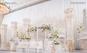 Escenario de boda con tema romano de estilo victoriano, gran decoración de boda india, escenario de fibra blanca para fiesta de moda, decoración de boda de cuento de hadas - Product Image 2