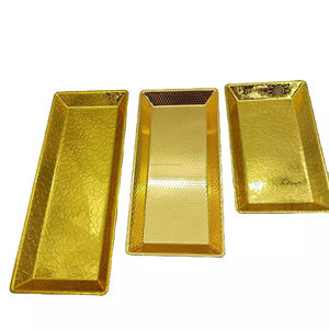 Plateau de service rectangulaire en acier inoxydable plaqué or parfait pour les bijoux décoratifs stockage de parfum plateau de service de luxe pour vanité - Product Image 1