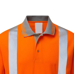 Uniforme de trabajo de alta visibilidad de punto liso de algodón 100% para hombre, manga corta para camisa con logotipo personalizado reflectante de alta calidad - Product Image 6