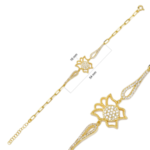 Zircon Stone Butterfly Design <b>Charm</b> Bracelet 925 Sterling Silver Handmade Turkish Wholesale Women Jewelry - Product Image 3