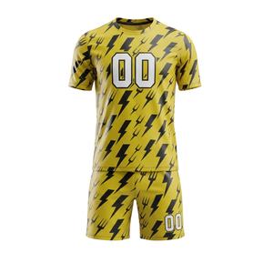 Uniformes de Fútbol Personalizados por Sublimación para Hombre, Patrón Geométrico Negro y Dorado, Jersey de Manga Corta, Ropa Deportiva Transpirable, Número 77 - Product Image 6