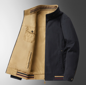 Veste bomber réversible pour homme, fermeture éclair, en coton 100% délavé, style décontracté pour le travail, disponible en stock - Product Image 3