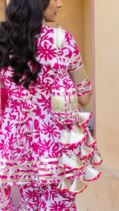 Ensemble Sharara en coton blanc Lilly avec dupatta en filet doux, robes décontractées à manches courtes, coupe évasée, ajouré, ensemble Sharara pour femmes - Product Image 2