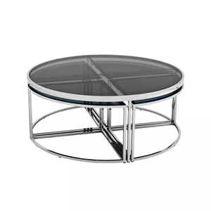 Muebles de estilo para sala de estar, patas de metal plateadas, redondas y modernas - Product Image 5