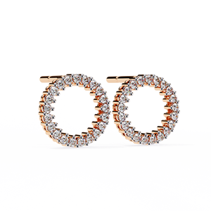 ต่างหูทรงวงกลมประดับเพชรแนววินเทจสีทองเหลืองสำหรับผู้หญิงได้รับการรับรองจากแล็บ - Product Image 1