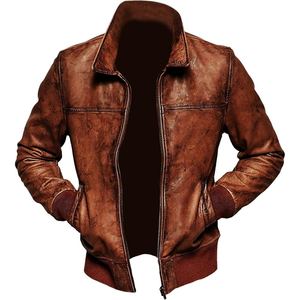 Chaqueta de Cuero de Oveja Encerado para Hombre, Estilo Vintage de Alta Calidad, Chaqueta de Moda de Piel de Oveja Genuina - Product Image 1