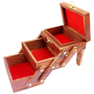 High Quality Smooth Finished Wooden <b>Jewelry</b> <b>Box</b> with Multiple Compartments and Secure Lock for Home <b>Travel</b> & Gift Use from India - Product Image 2